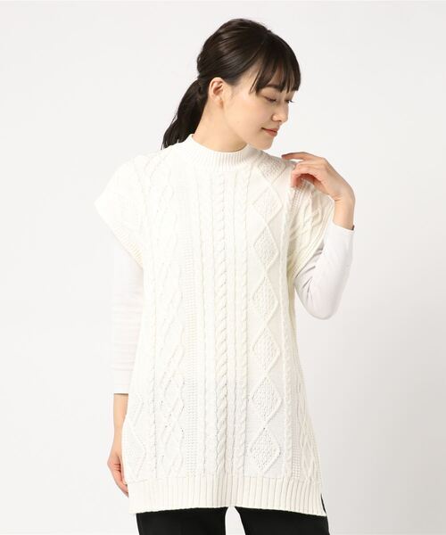 「Demi-Luxe BEAMS」 半袖ニット ONE SIZE ホワイト レディース_画像1