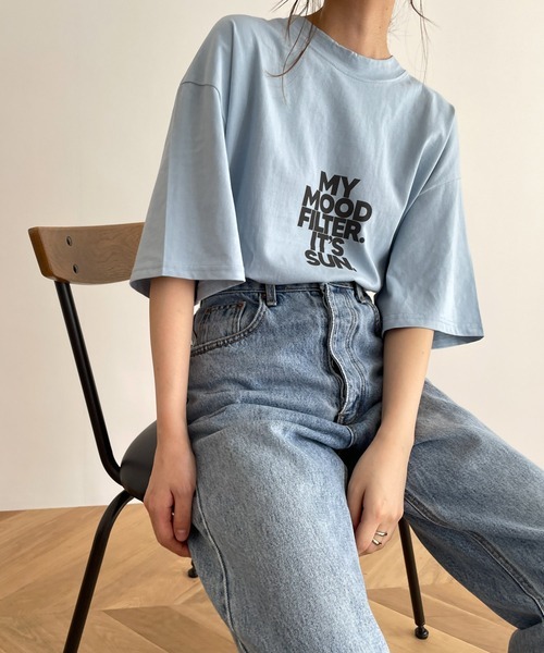 「CANAL JEAN」 半袖Tシャツ ONE SIZE サックスブルー レディース_画像1