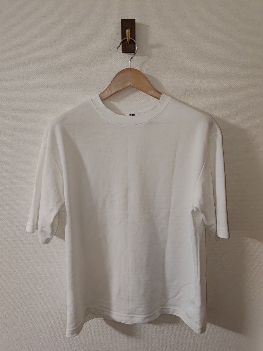 UNIQLO　エアリズムコットンオーバーサイズTシャツ（五分袖）　白