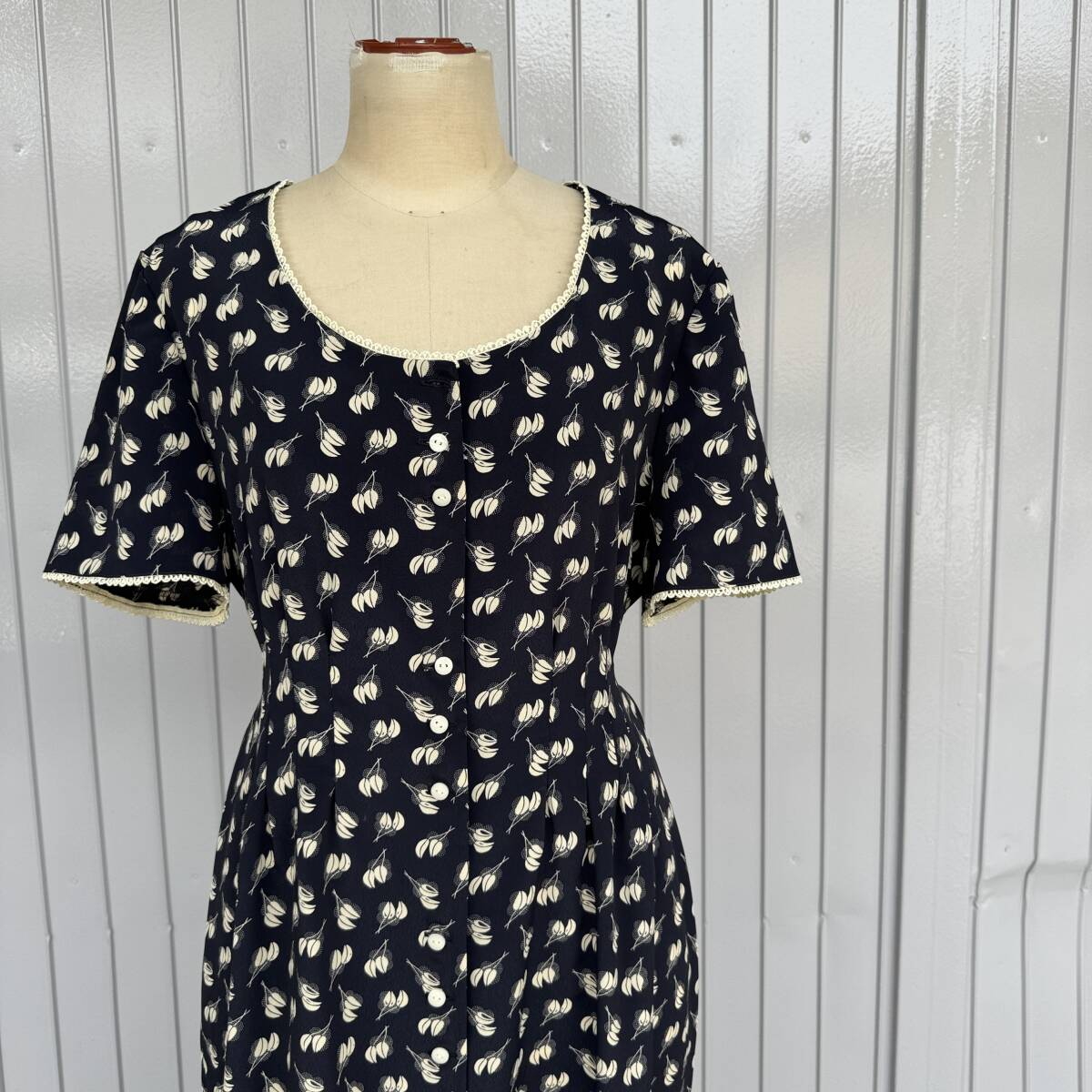 ビンテージ 　dressbarn　総柄　前開き　デザイン　半袖　ワンピース　レディース古著　女子　240524