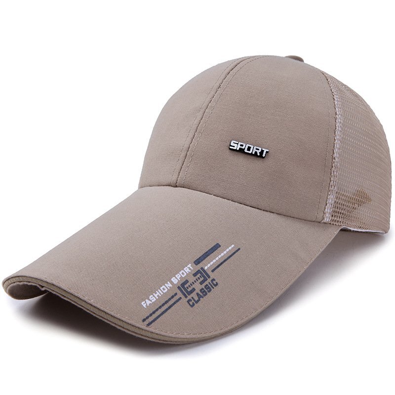 キャップ メンズ 帽子 つば長 メッシュ夏 野球帽 ロングバイザー UVカット UVカット99％紫外線対策 日焼け防止-Aベージュの画像1