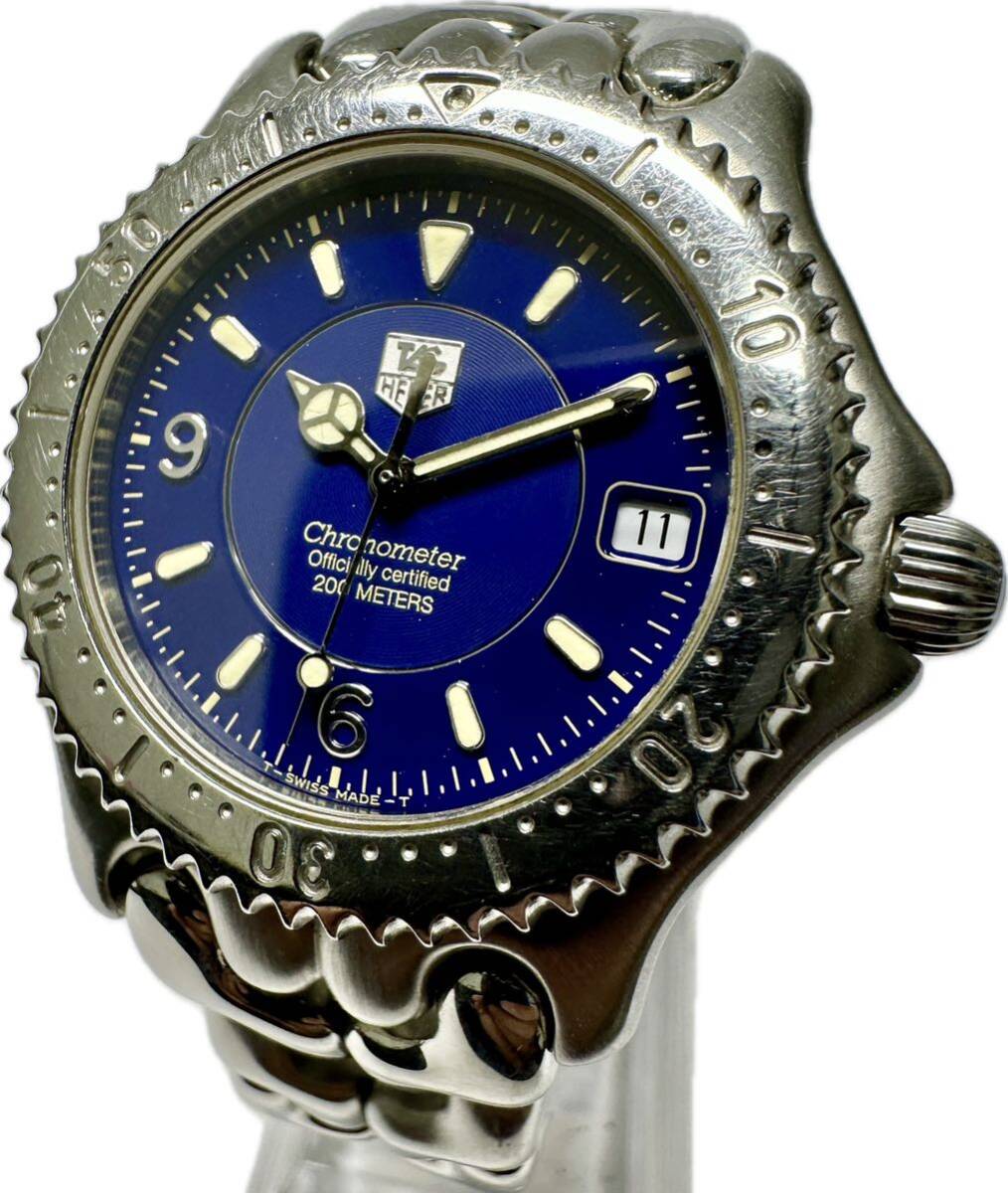 1 jpy ~ Y rare AT model TAG Heuer cell Chrono meter WG5114-P0 blue dial Large size men's self-winding watch Date clock 52291961