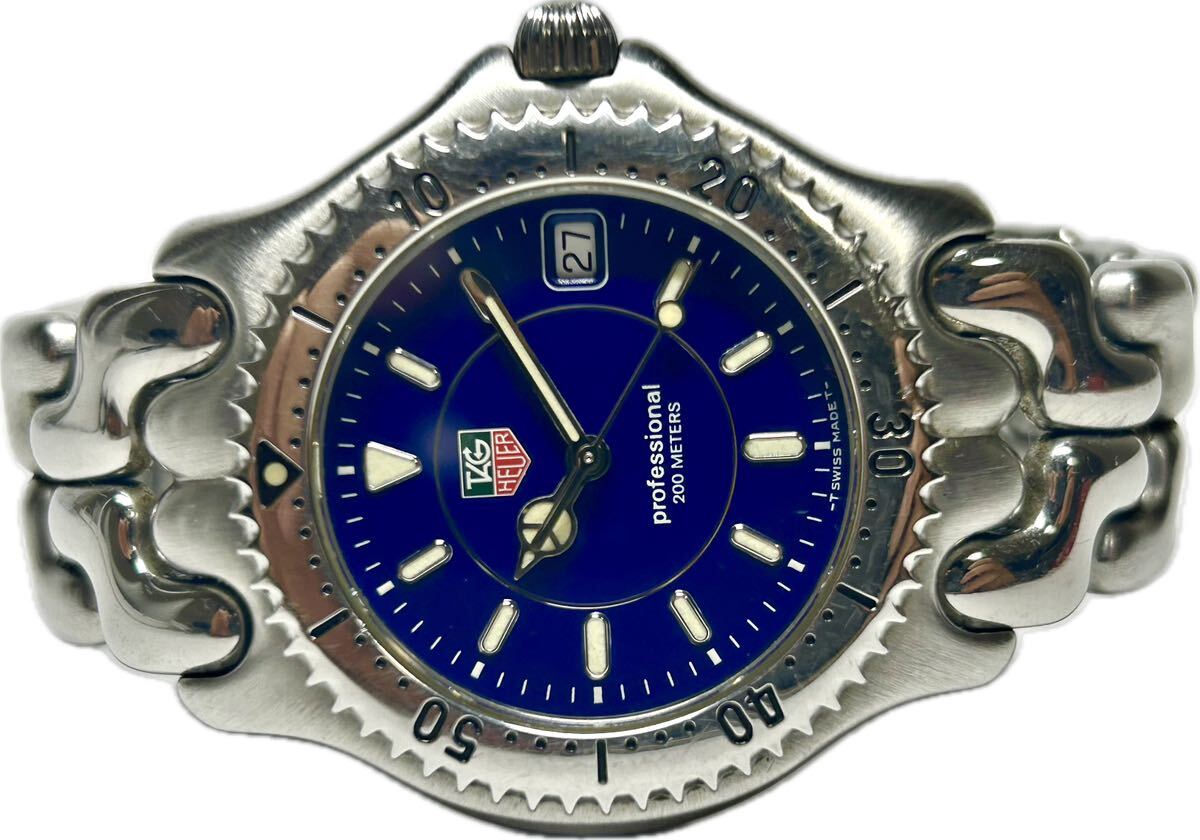 1 jpy ~ T Large size TAG Heuer cell WG111A blue dial men's quartz Date operation goods antique clock 62274175