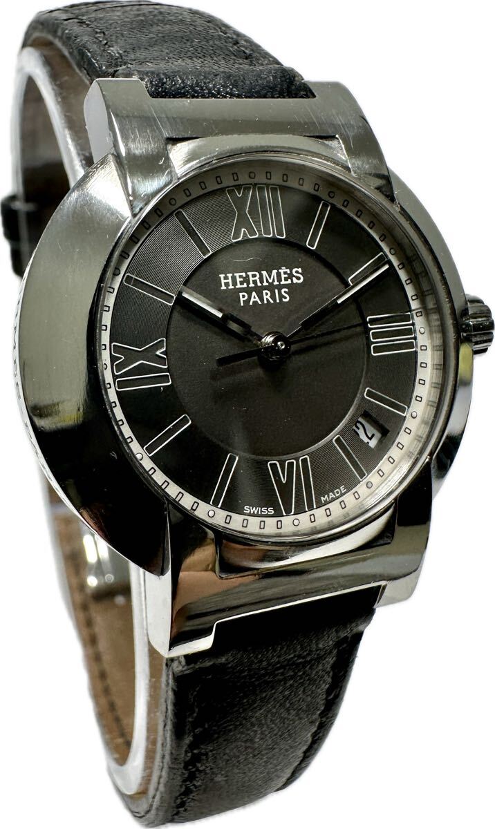 1円〜 Y HERMES エルメス ノマード N01.210 グレーダイヤル レディース オートクォーツ デイト アンティーク ジャンク 時計 52288391の画像3