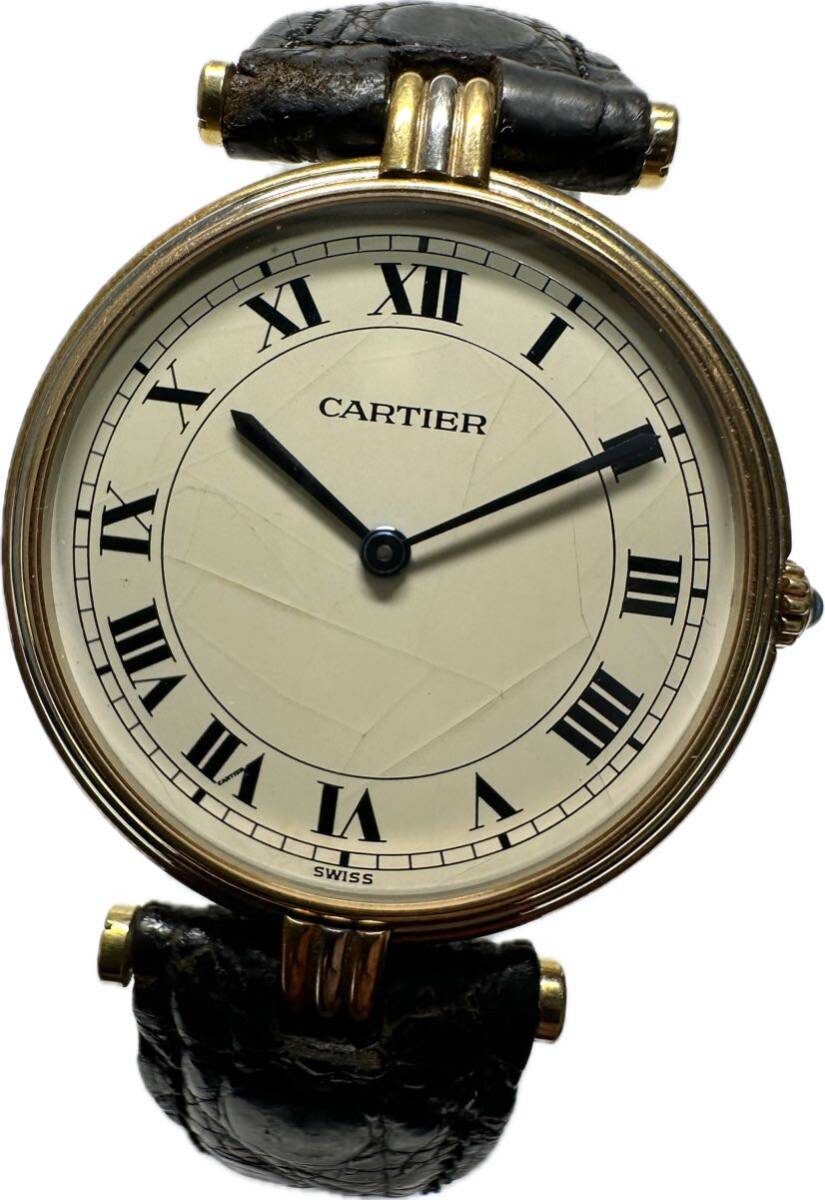 1 jpy ~ Y rare 18 pure gold YG Cartier Cartier Vendome toliniti weight 23.8g men's lady's quartz Junk clock 622702991
