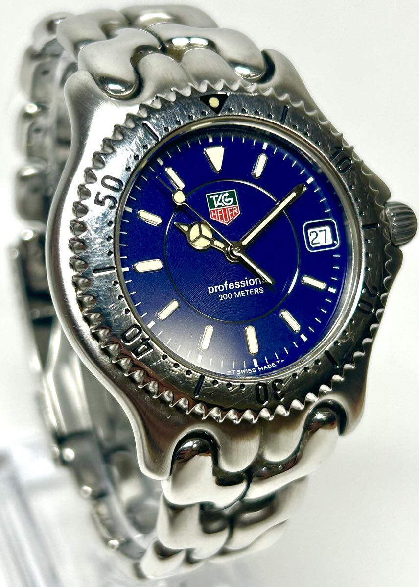 1 jpy ~ T Large size TAG Heuer cell WG111A blue dial men's quartz Date operation goods antique clock 62274175