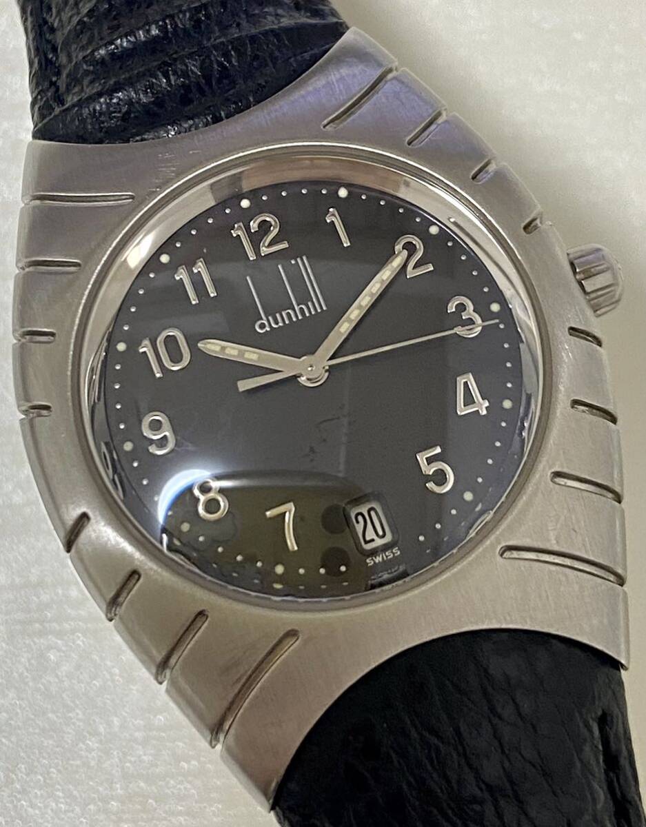 1 иен ~ N dunhill Dunhill yorugizek черный Arabia мужской кварц Date античный работа товар наручные часы 62271999