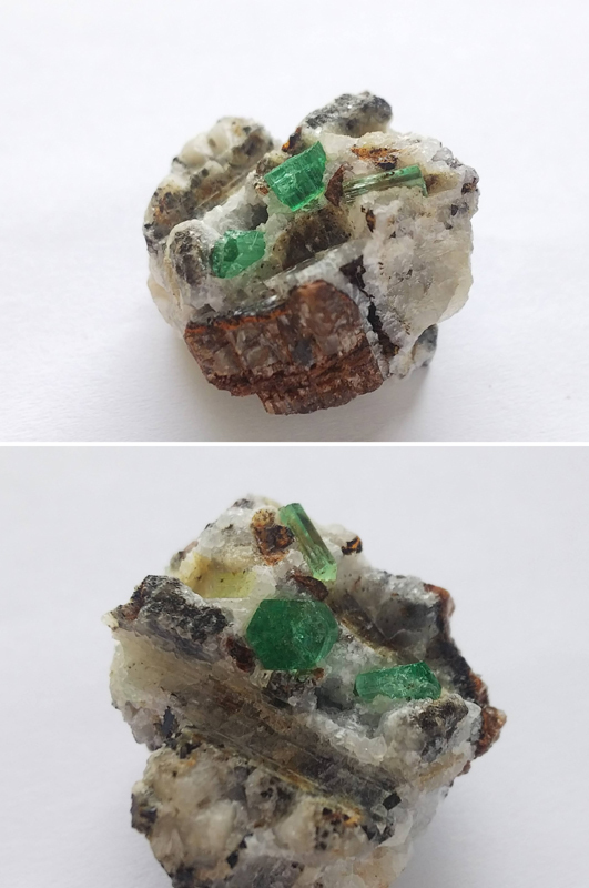 宝石質 エメラルド 緑柱石 ラフ 母岩付き 結晶 原石 標本 アフガニスタン産 約40ct 5_自然光