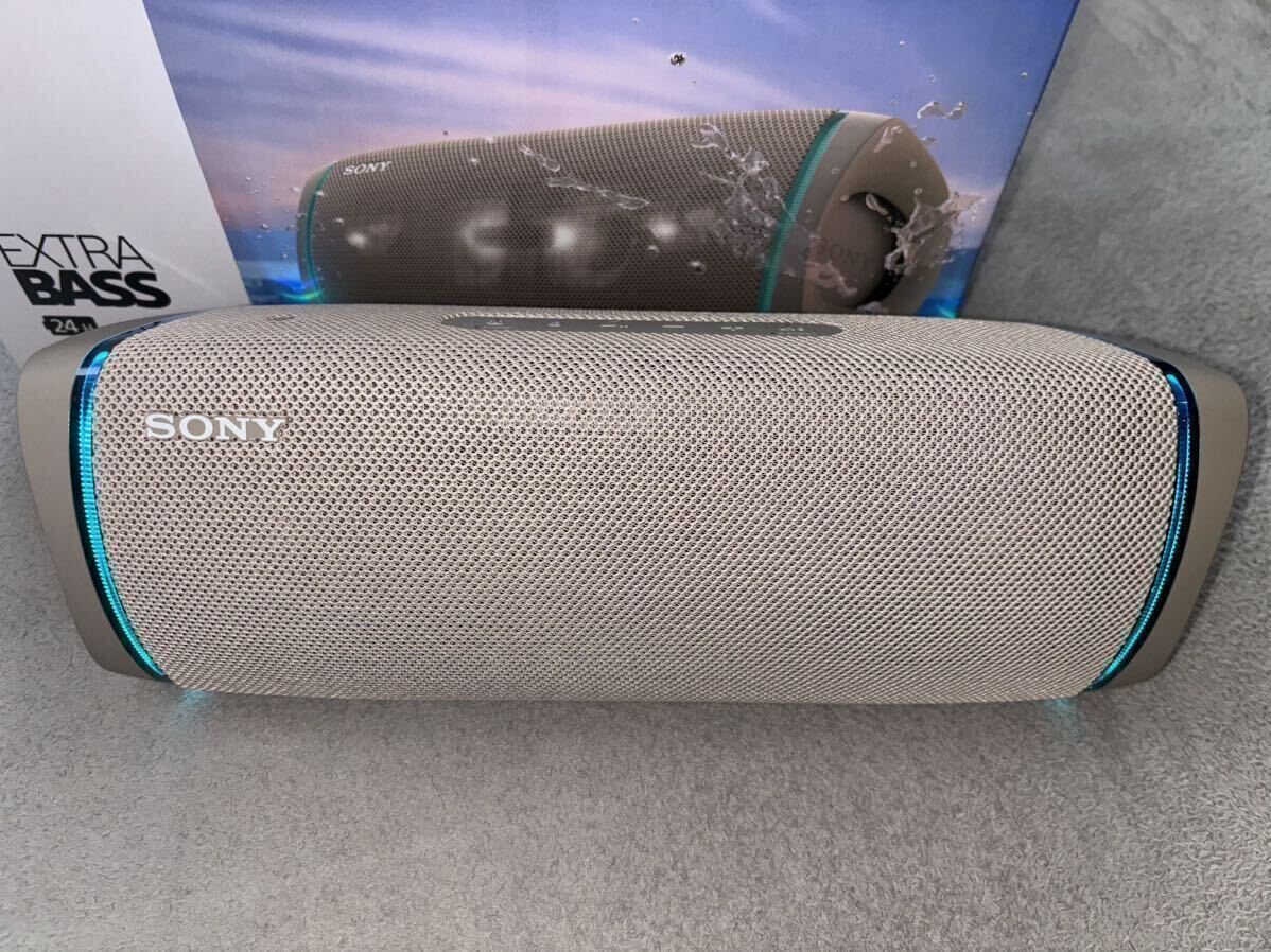 SONY ワイヤレスポータブルスピーカー SRS-XB43 ベージュ Bluetooth 美品_画像2