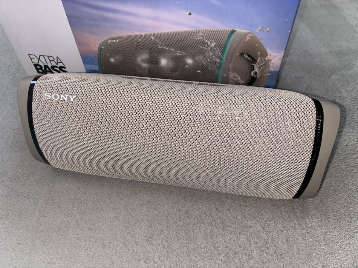 SONY ワイヤレスポータブルスピーカー SRS-XB43 ベージュ Bluetooth 美品_画像1