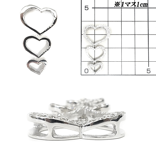 リニューアルセール【最大35%OFF】ダイヤモンド ペンダントトップ 0.52ct 0.31ct 0.17ct K18WG ハート 揺れる 誕生石 4月 美品 SH90854_画像2