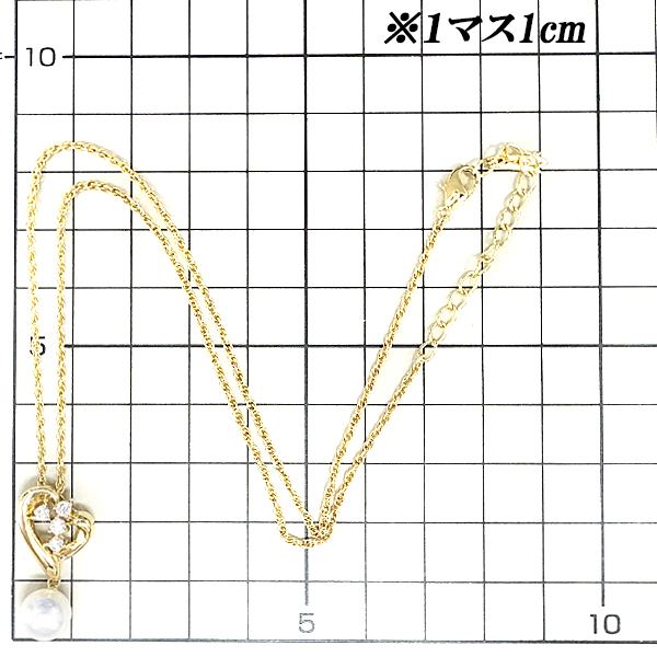 リニューアルセール【最大35%OFF】ポーラ アコヤパール ネックレス 8.4mm ダイヤモンド 0.21ct K18YG ハート 揺れる POLA 美品 SH90885_画像2