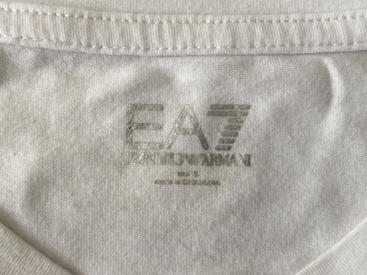 定番 EA7 EMPORIO ARMANI エンポリオアルマーニ プリントデザイン Vネック 半袖 Tシャツ S 白 ホワイト トップス メンズ 国内正規品_画像6