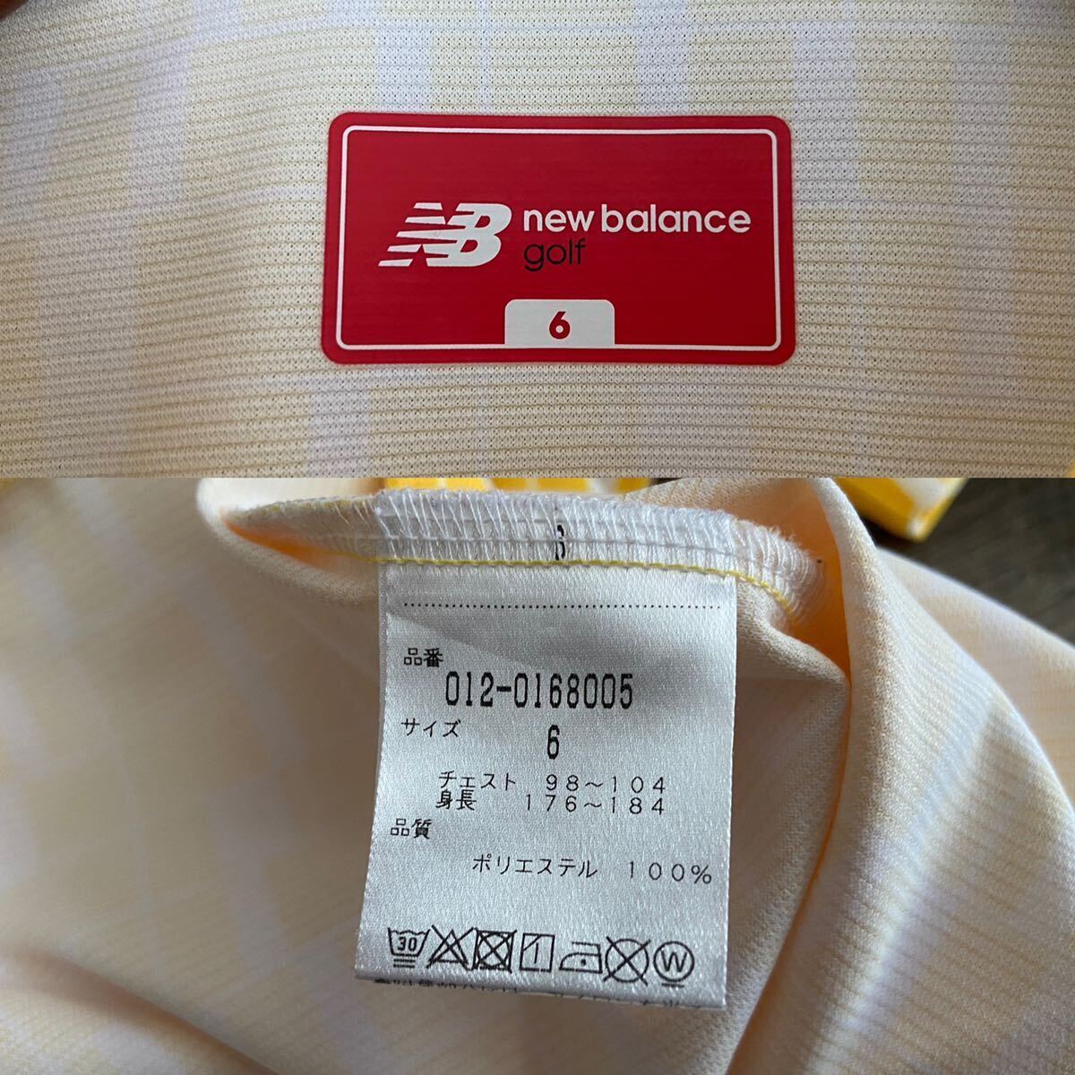 大きいサイズ6 NEW BLANCE GOLF ニューバランス 総柄 吸汗速乾 半袖 ポロシャツ LL相当 XL イエロー 黄白 トップス ゴルフ メンズの画像7