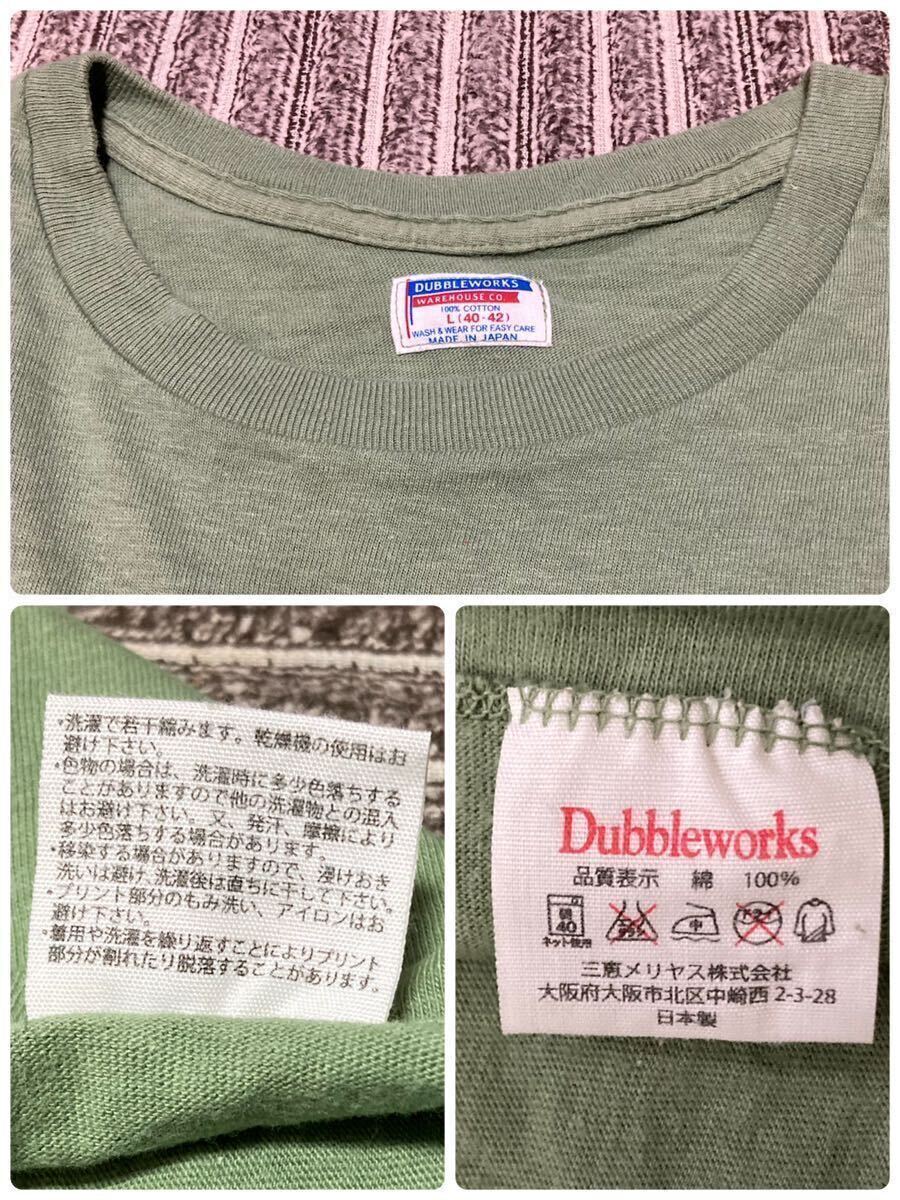 日本製 WAREHOUSE ウエアハウス 40 42 L XL ダブルワークス ひび割れ ラバー プリント 七分袖 Tシャツ ビンテージ フットボール シャツ _画像8