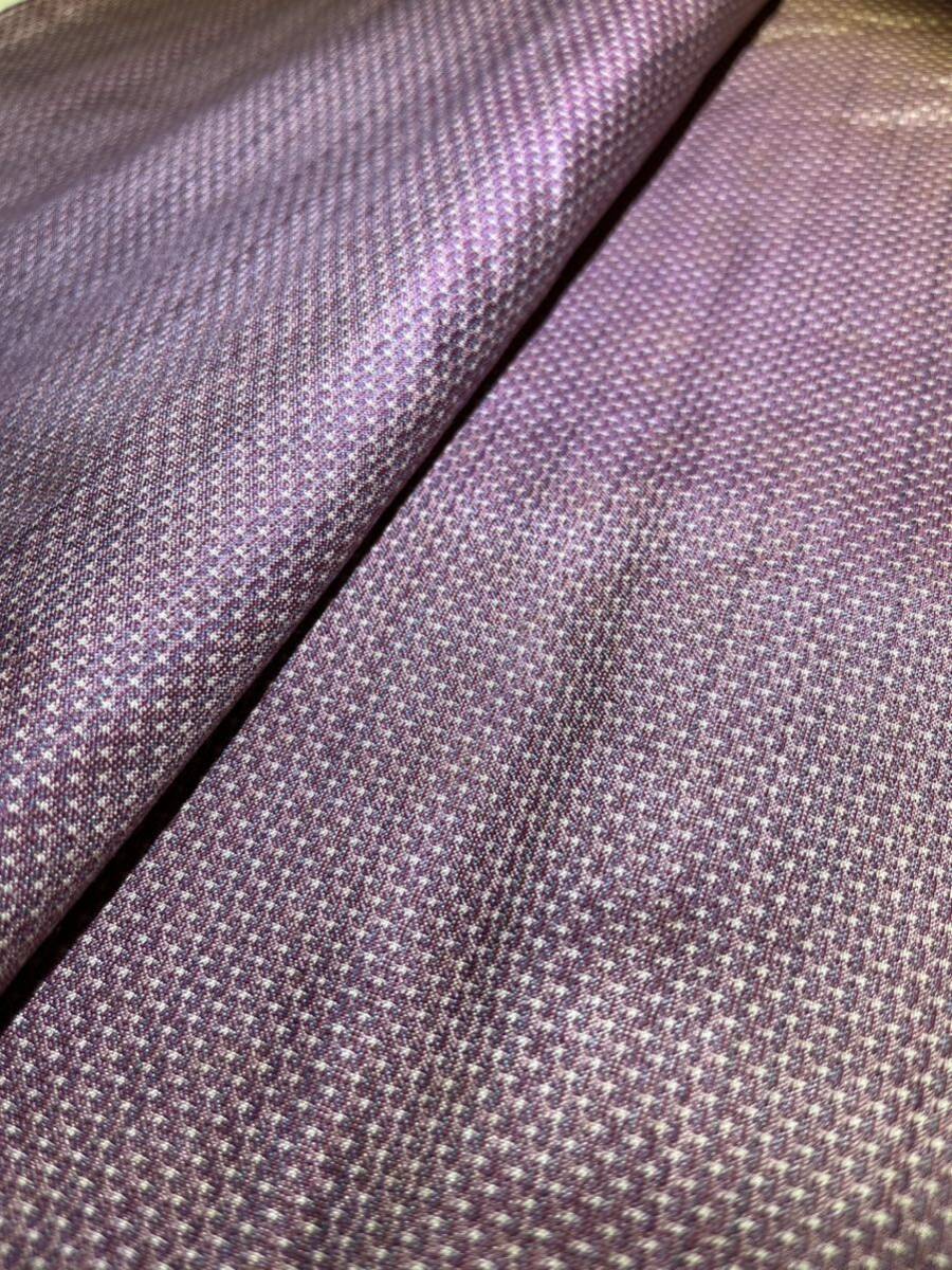 紬 正絹 蚊絣 紫色地 着物 和服 和装 着物コーデ リメイク 染め替え 衣装 百貨店 高級の画像2