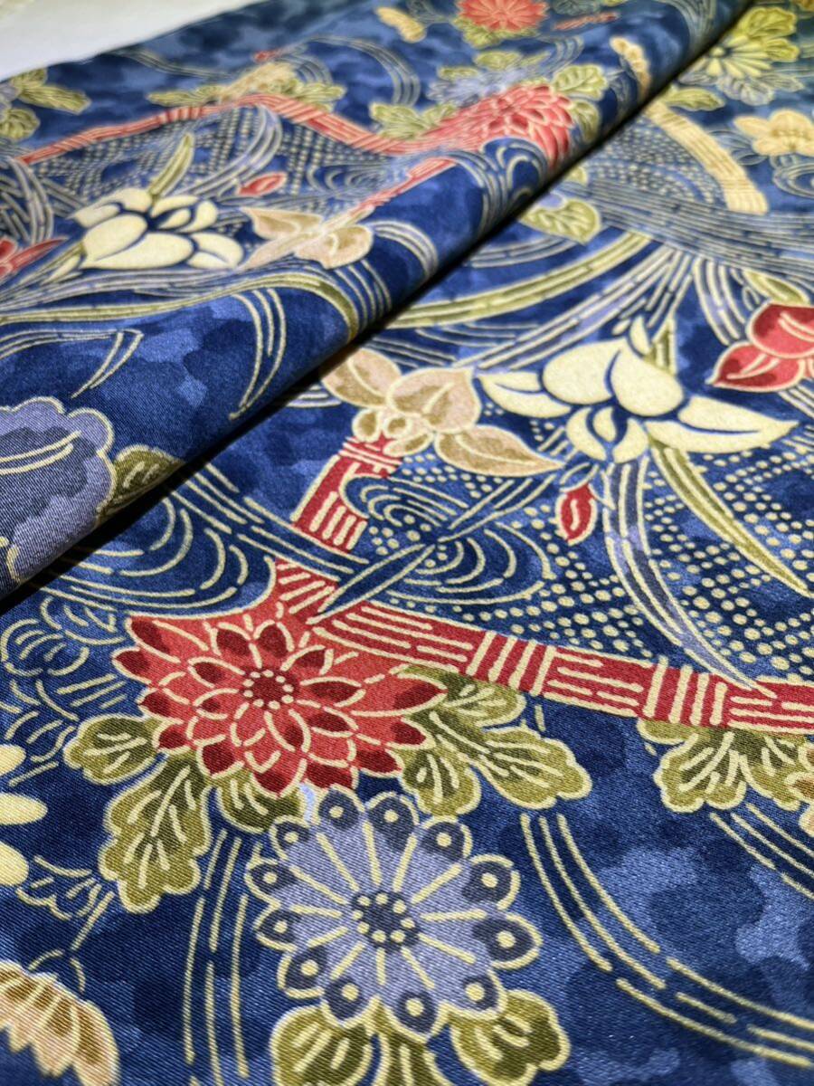  fine pattern silk bokashi ..... water navy blue color ground kimono Japanese clothes Japanese clothes kimono ko-te remake costume general merchandise shop high class 