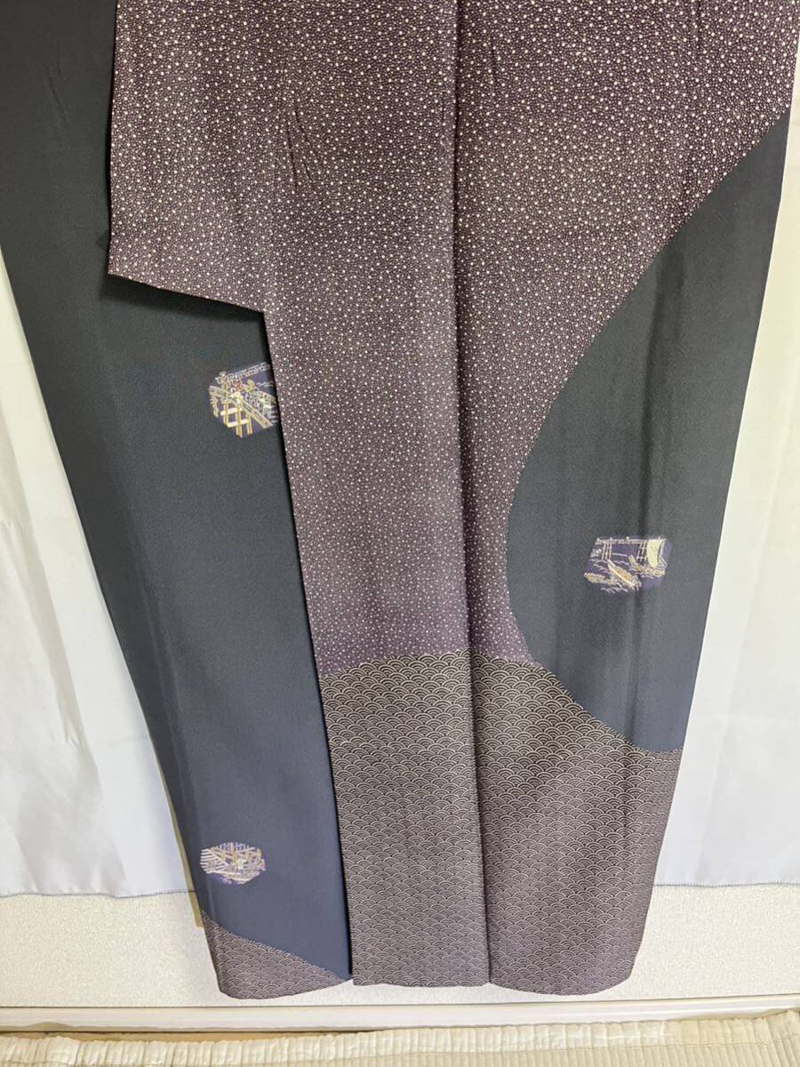 訪問着　正絹　伝統工芸士　岡村正三　灰色地　着物　和服　和装　着物コーデ　リメイク　衣装　百貨店　高級_画像5