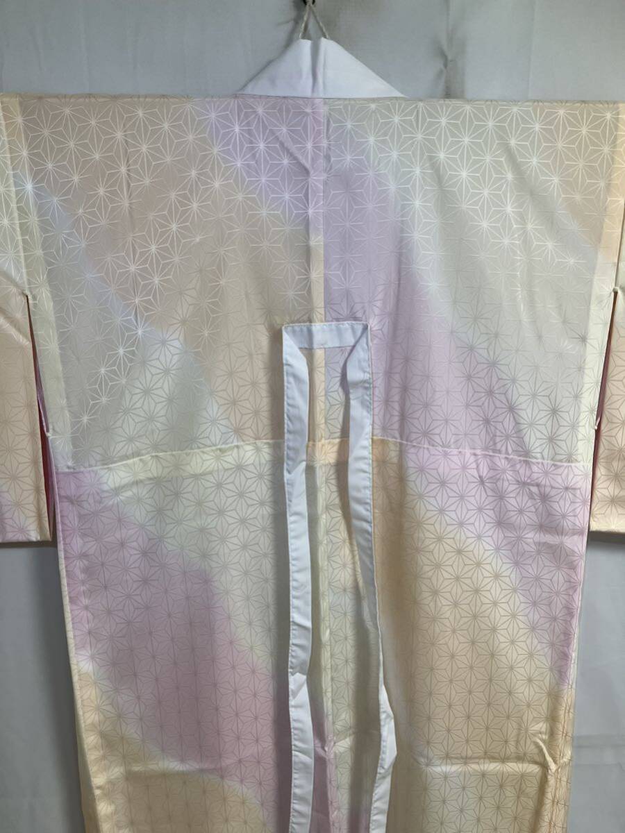  длинное нижнее кимоно натуральный шелк лен. лист красочный шнур имеется кремовый цвет земля кимоно японская одежда японский костюм кимоно ko-te переделка костюм смешанный ассортимент магазин высококлассный 