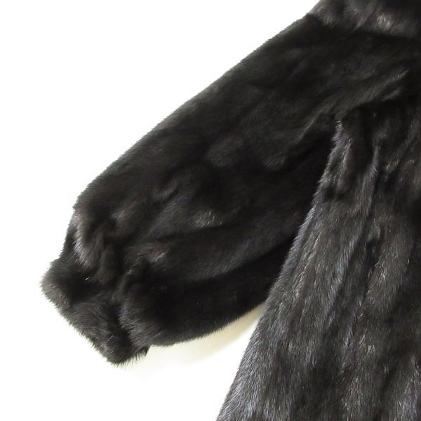 r6f051616★毛綺麗でなめし柔らか Belle Vison 銀サガ SAGA MINK ブラックミンク オーバーサイズ ロングコート 着丈94cm XL程度_画像4
