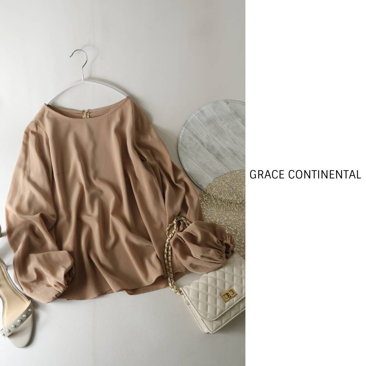 グレースコンチネンタル GRACE CONTINENTAL☆ボリュームスリーブブラウス 36サイズ 日本製☆C-K2954_画像1