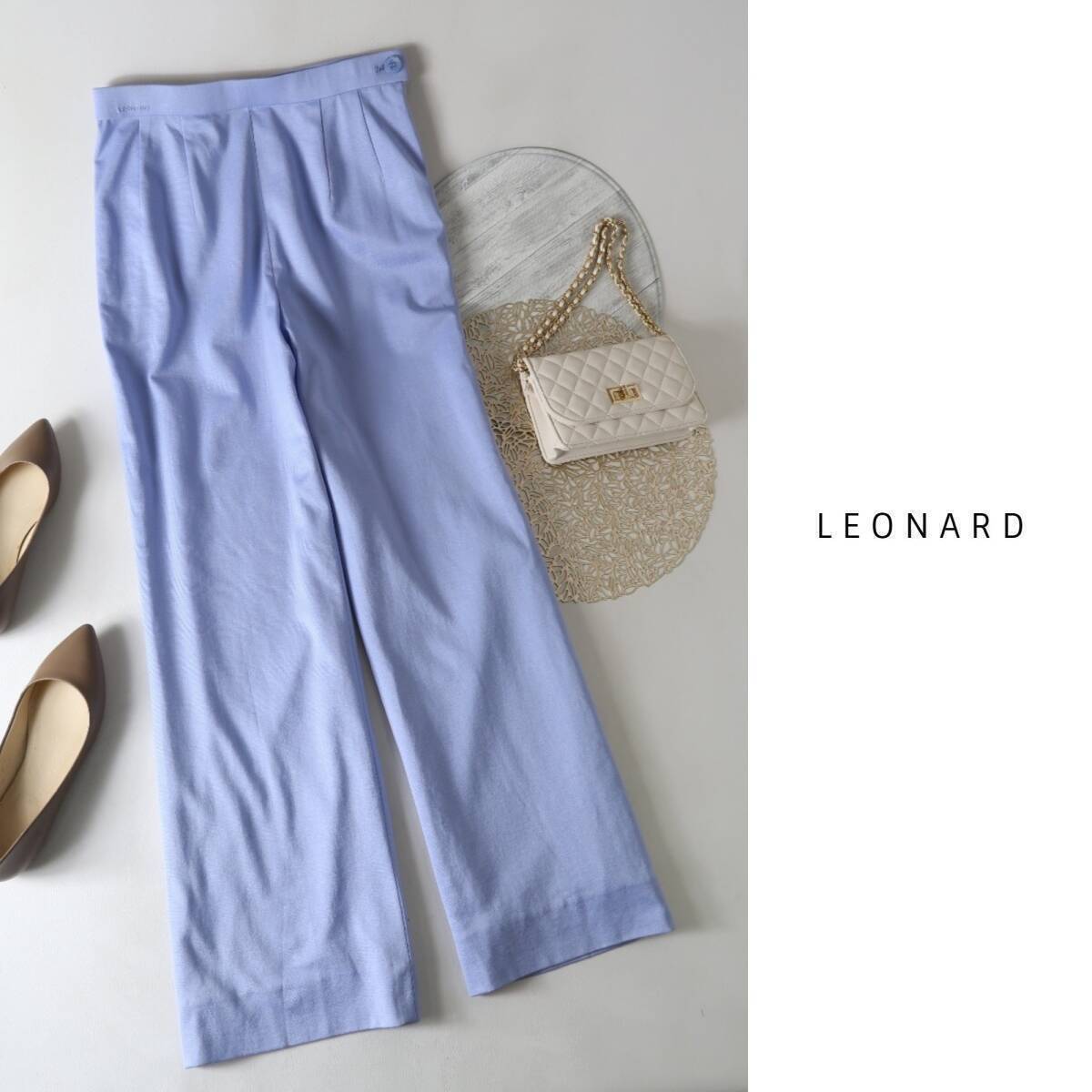 新品☆レオナール LEONARD☆美脚ストレートパンツ 70サイズ☆M-S 2038_画像1