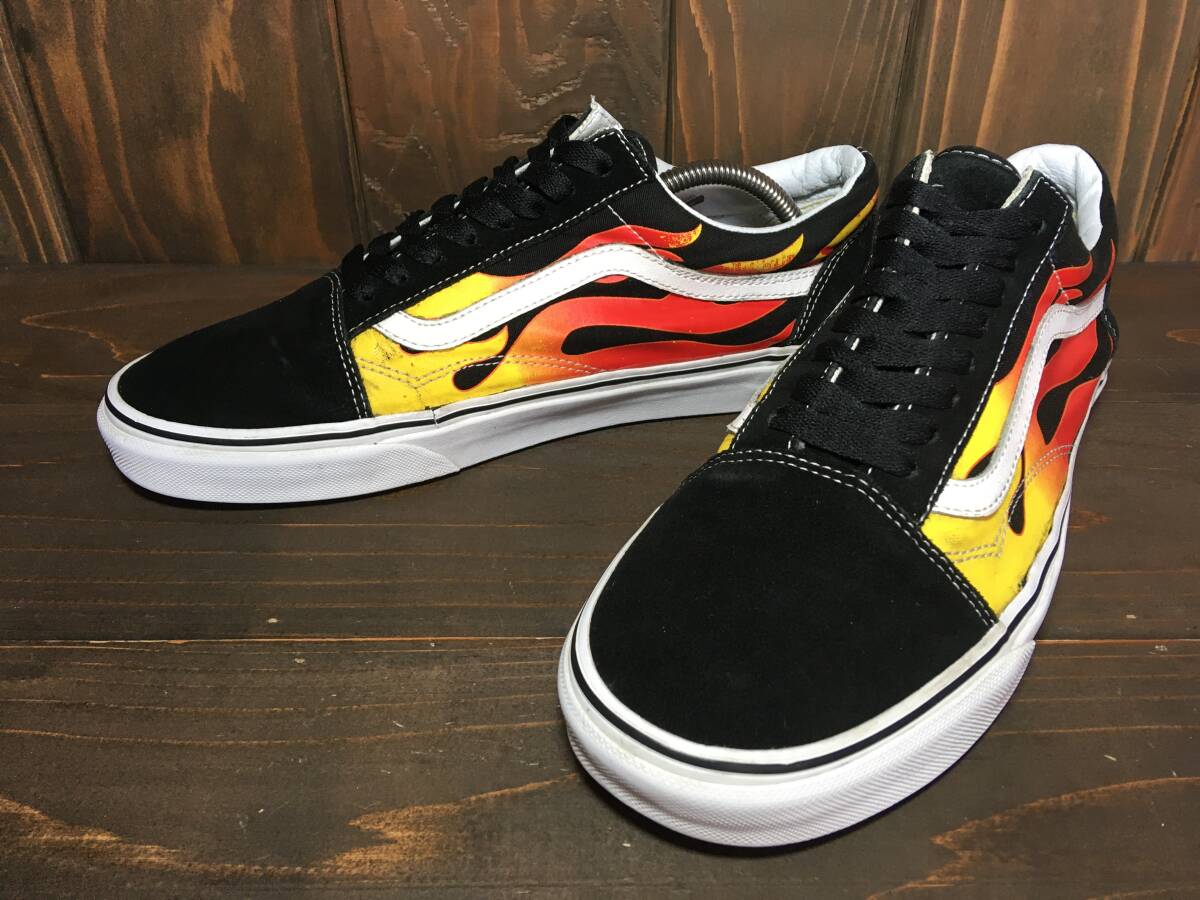 ★VANS バンズ US企画 OLD SKOOL オールドスクール 黒×白 フレイムス 28.5ｃm Used 検 SK8 スリッポン ハーフキャブ スタイル36_画像1