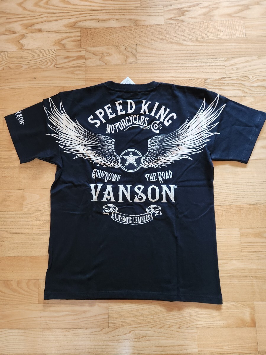 新作　送料込★vanson　バンソン　NVST-2419 天竺半袖Tシャツ　バイカー　ウイング　ブラック　XL_画像1
