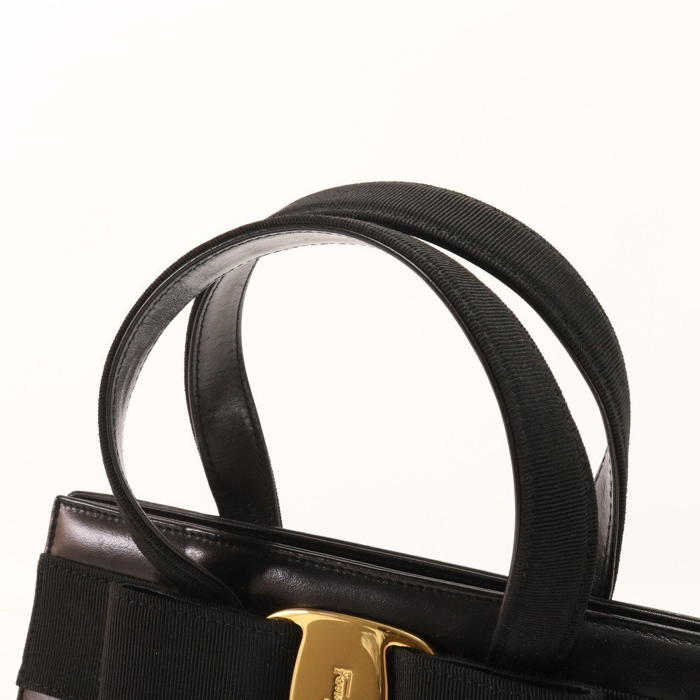 1 jpy # ultimate beautiful goods # Salvatore Ferragamo #vala ribbon BA214178 leather handbag tote bag top steering wheel lady's EHM AA10-7