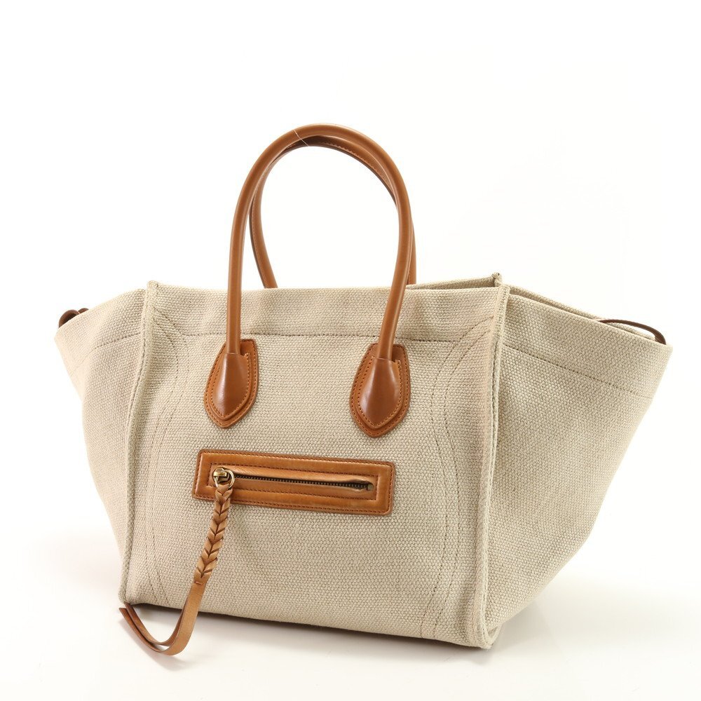 1 иен # прекрасный товар # Celine # багажный Phantom shopa- парусина большая сумка плечо рука Brown женский EHM AB12-2