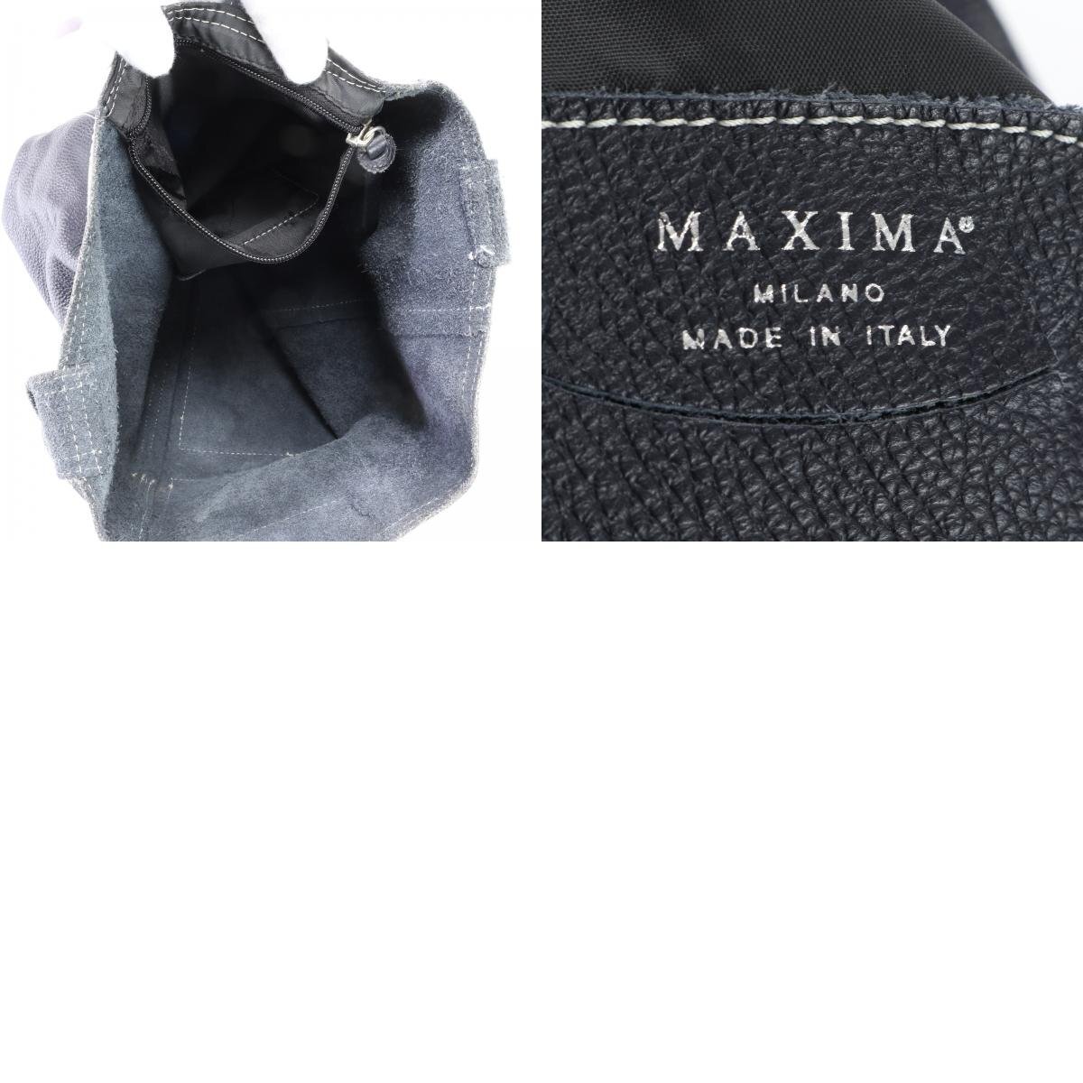 1 jpy # beautiful goods MAXIMA Maxima leather tote bag shoulder business commuting document bag original leather navy navy blue brand A4 men's HHM P3-10
