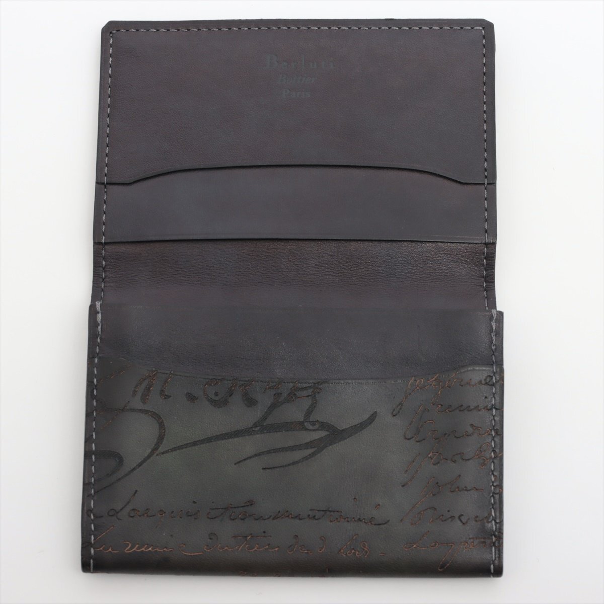 1 jpy # beautiful goods # present type # Berluti # in bi red li graph . leather card-case original leather folding in half black black men's EEM T23-4