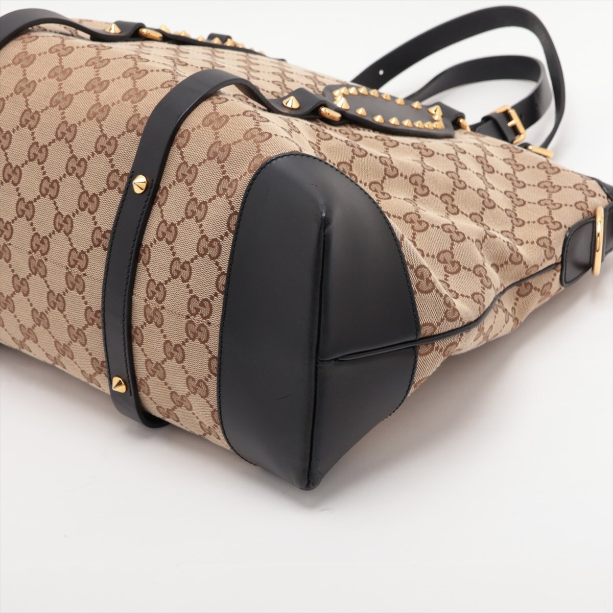 #1 иен # прекрасный товар # Gucci #GG парусина заклепки кожа 2WAY большая сумка плечо .. плечо рука A4 женский MMM Z18-7