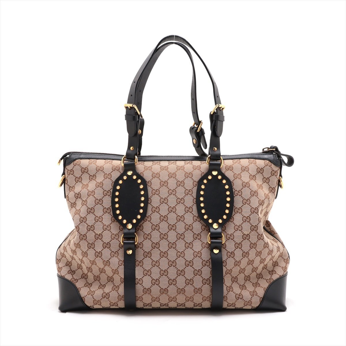 #1 иен # прекрасный товар # Gucci #GG парусина заклепки кожа 2WAY большая сумка плечо .. плечо рука A4 женский MMM Z18-7