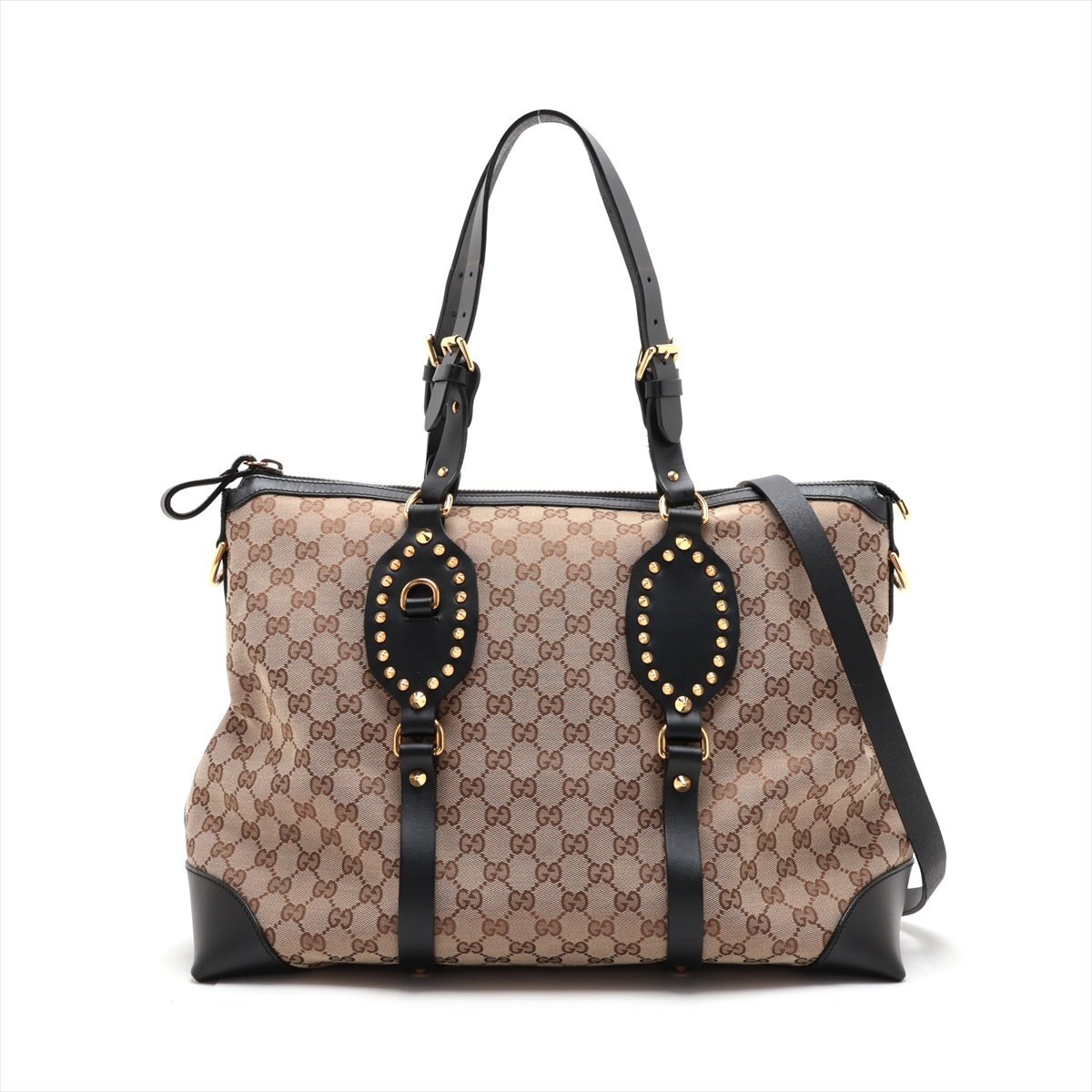 #1 иен # прекрасный товар # Gucci #GG парусина заклепки кожа 2WAY большая сумка плечо .. плечо рука A4 женский MMM Z18-7