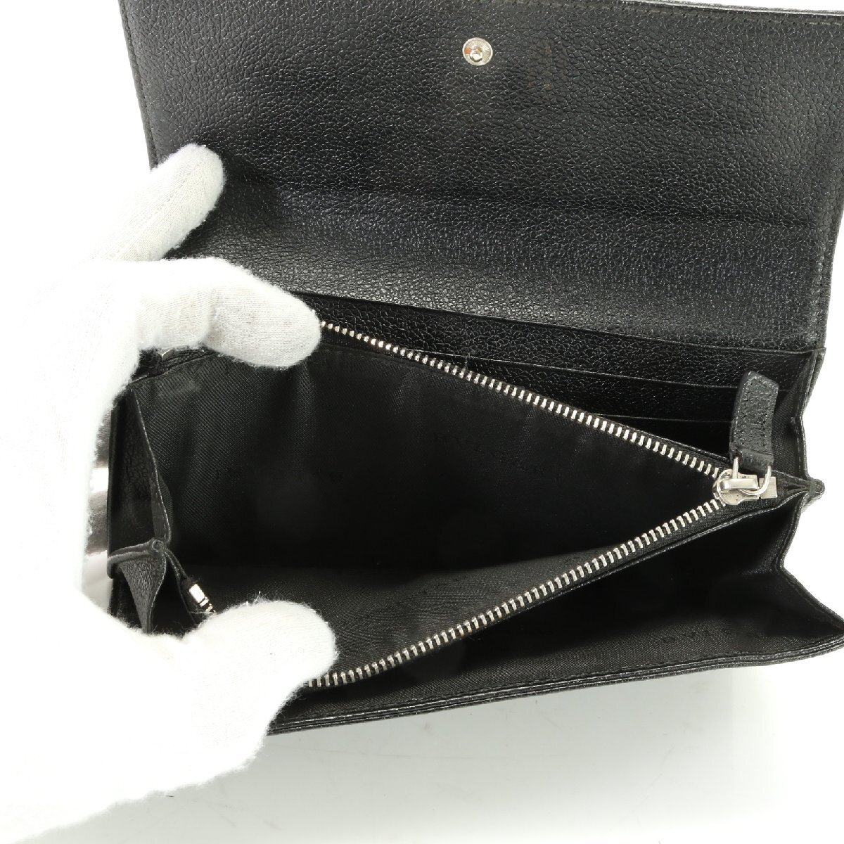 1 иен # BVLGARY # Logo # длинный кошелек # складывающийся пополам # длинный бумажник # популярный стандартный модный симпатичный чёрная кожа мужской MJT 1106-E51