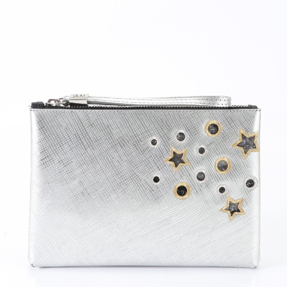 1 jpy # ultimate beautiful goods #GUM GIANNI CHIARINI Gianni Carry ni design # leather clutch bag hand Second pouch silver EHM G8-9