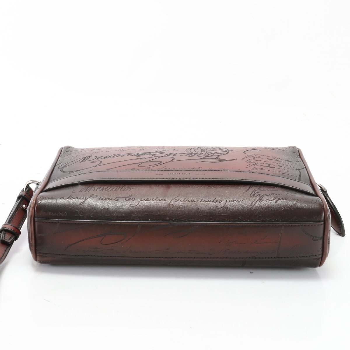 1 jpy # ultimate beautiful goods # Berluti # rose wood sklito leather second bag clutch Brown document pouch commuting original leather men's EEM W7-5