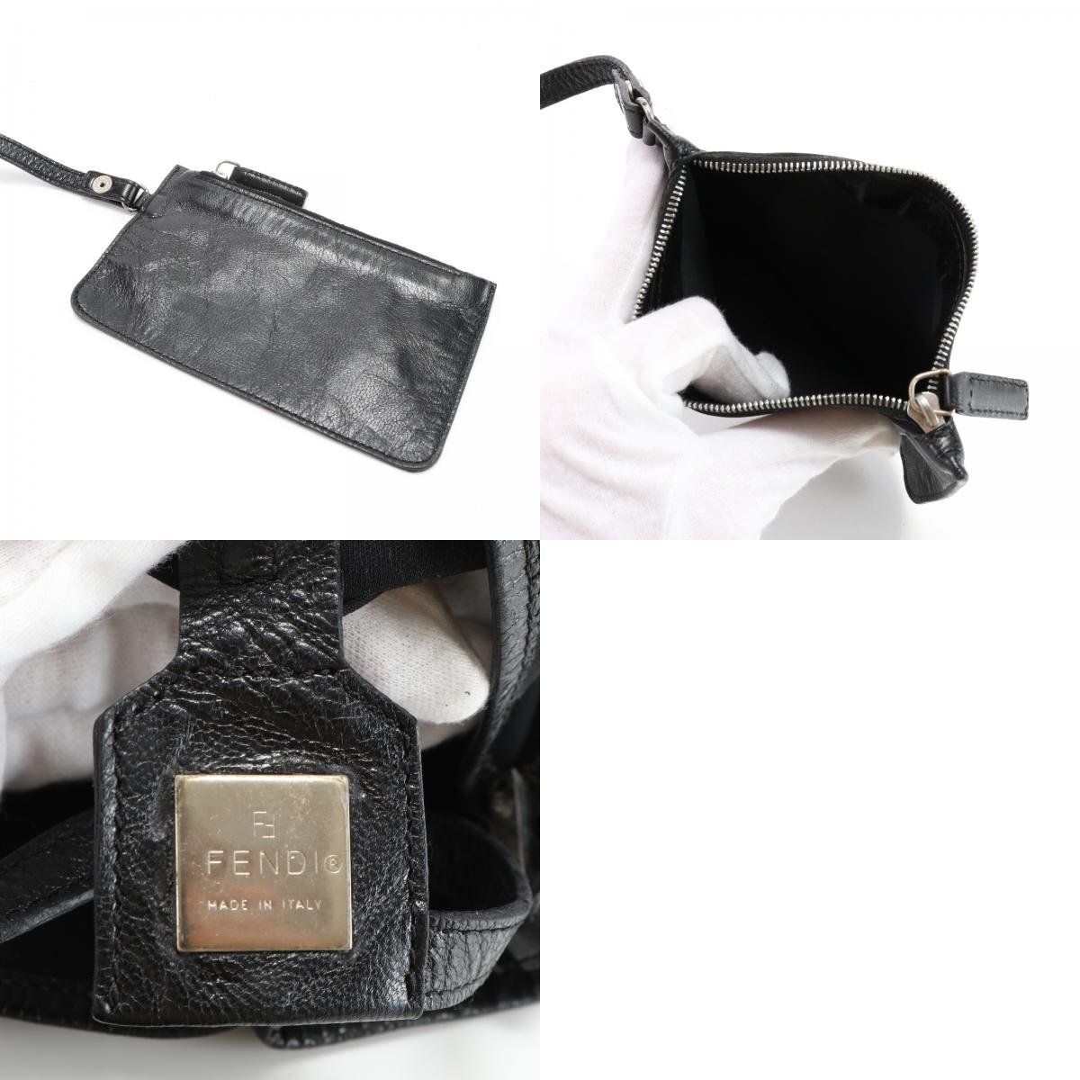 1 jpy # Fendi # leather canvas tote bag shoulder business commuting original leather black black pouch attaching men's lady's EEM T13-6