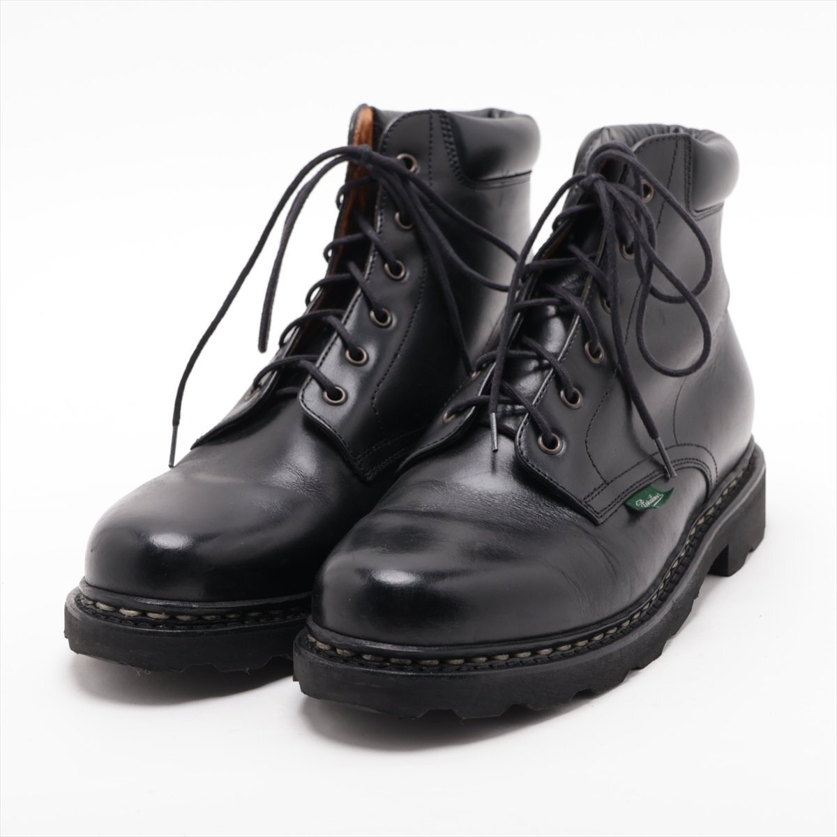 1円■美品■PARABOOT パラブーツ■レザー レースアップ ショート ブーツ 6.5 82514 ブラック 黒 本革 靴 メンズ ブランド EEM U43-9_画像1