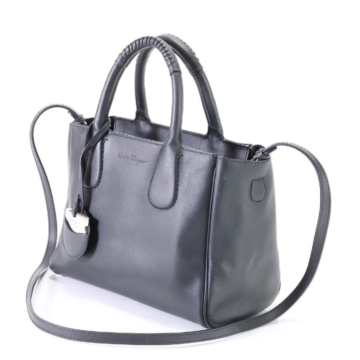 1 jpy # ultimate beautiful goods # Salvatore Ferragamo #no Lee ta leather 2WAY shoulder bag diagonal .. hand tote bag lady's EFM S19-1