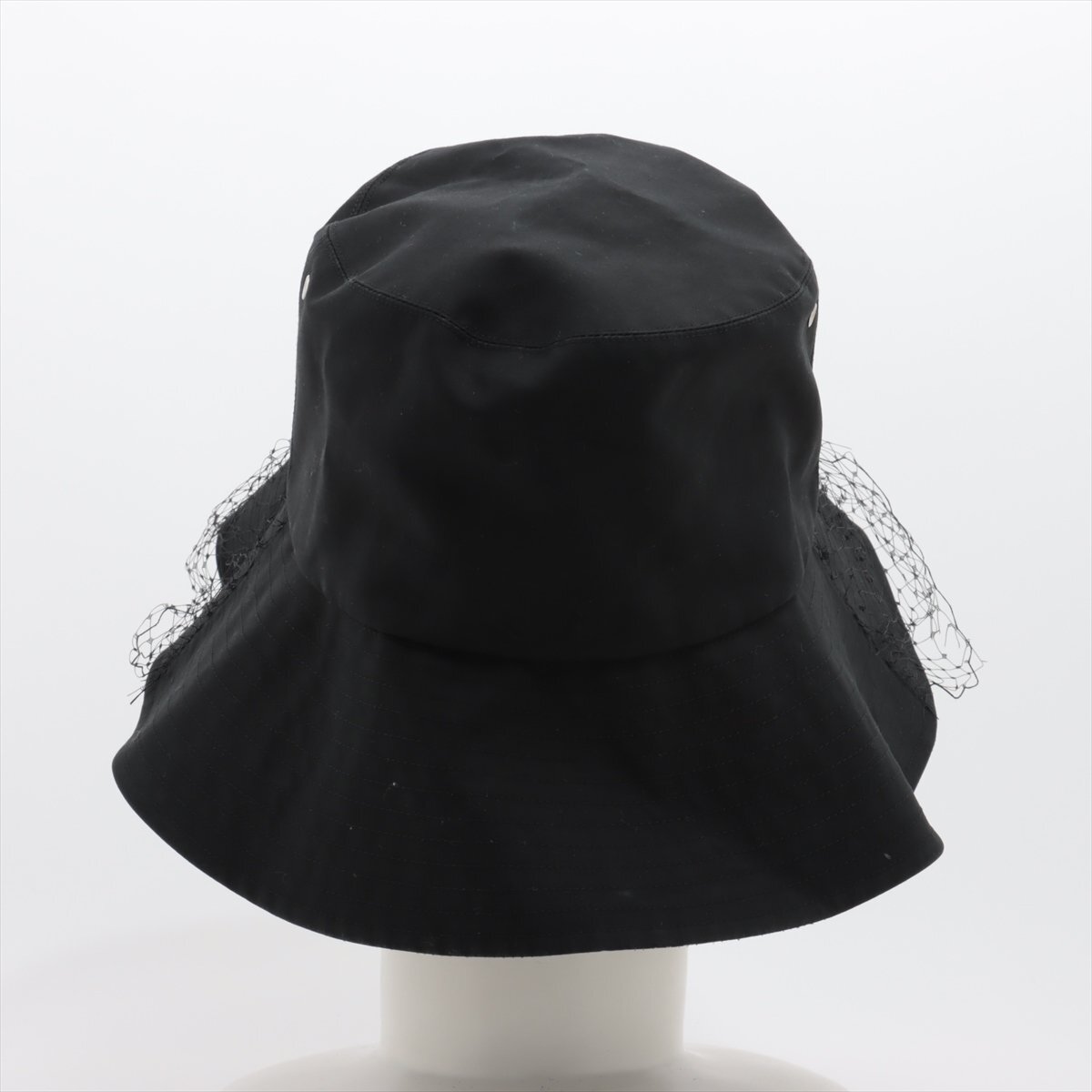 美品 現行品 クリスチャンディオール TEDDY-D ボブハット オブリーク チュール 帽子 トロッター ブラック 黒 レディース EEM AA21-6_画像3