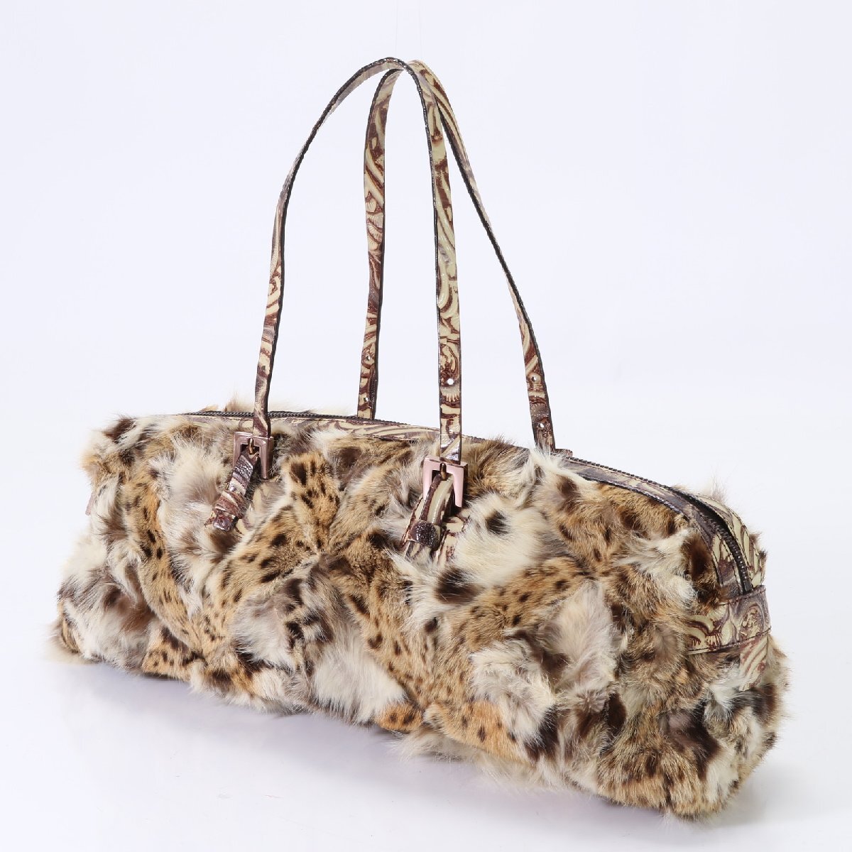 1 jpy # beautiful goods # rare # Fendi # lynx cat fur tote bag shoulder .. shoulder hand fur leather animal lady's EEM Q13-3