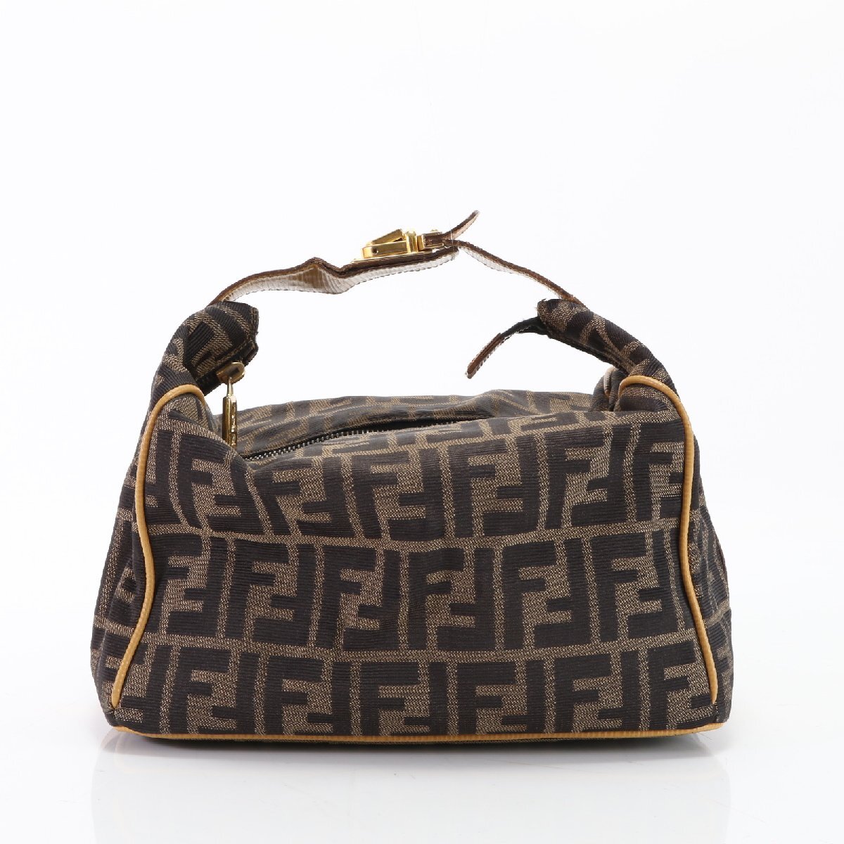 1 jpy # ultimate beautiful goods # Fendi #FF pattern Zucca vanity handbag leather canvas tote bag top steering wheel original leather lady's HHM S3-1