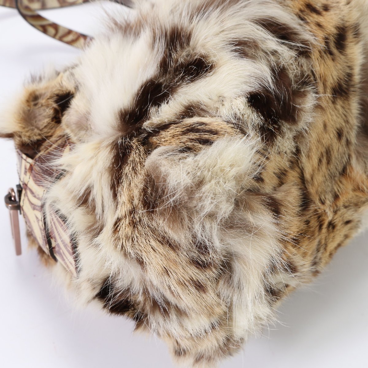 1 иен # прекрасный товар # редкий # Fendi # рысь мех большая сумка плечо .. плечо рука мех кожа животное женский EEM Q13-3