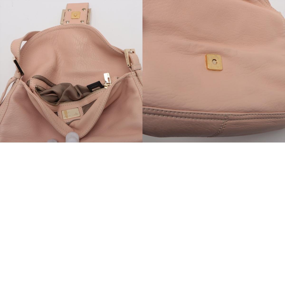 1 jpy # beautiful goods # Fendi # man ma bucket FF metal fittings leather handbag tote bag top steering wheel original leather Pink Lady -sEEM V46-8