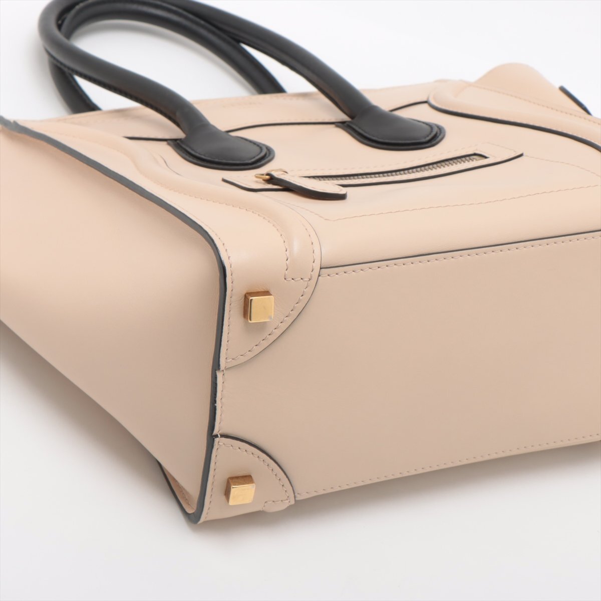 1 иен прекрасный товар Celine багажный микро shopa- бежевая кожа большая сумка плечо рука натуральная кожа женский EEM V45-2