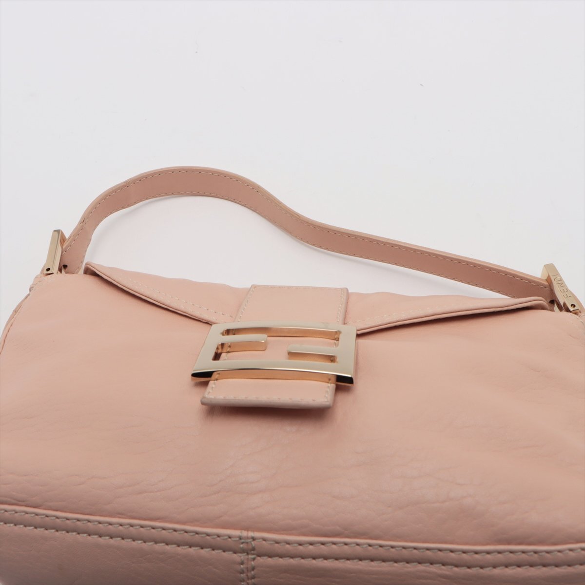 1 jpy # beautiful goods # Fendi # man ma bucket FF metal fittings leather handbag tote bag top steering wheel original leather Pink Lady -sEEM V46-8