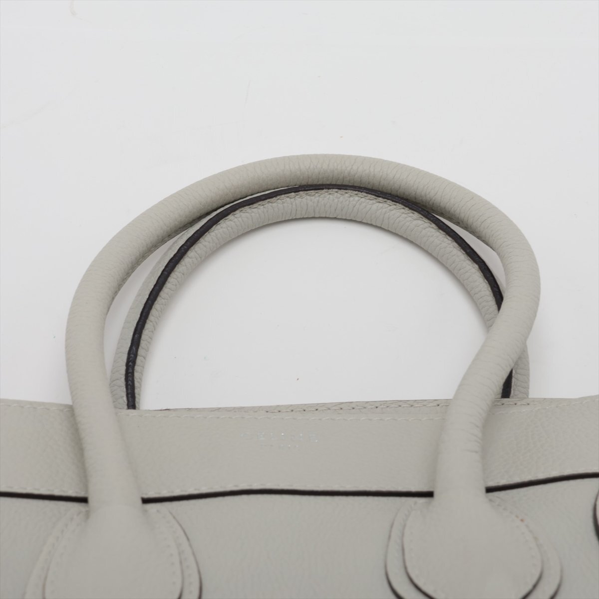 1 иен # превосходный товар # Celine # багажный микро shopa- кожа большая сумка плечо рука серый натуральная кожа женский EEM V46-3