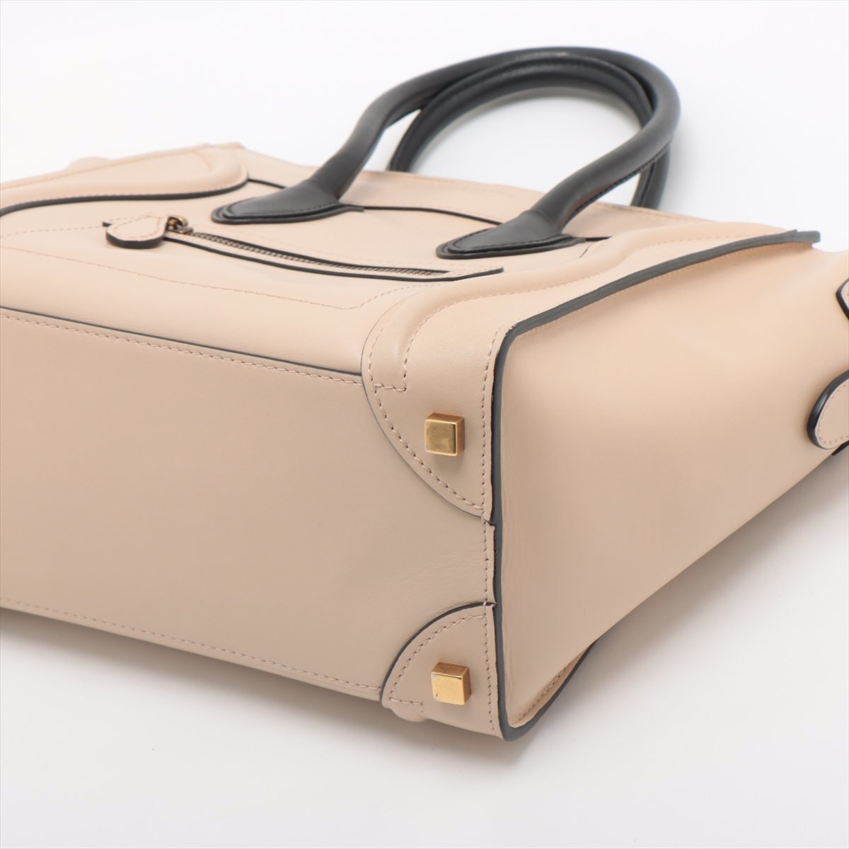 1 иен прекрасный товар Celine багажный микро shopa- бежевая кожа большая сумка плечо рука натуральная кожа женский EEM V45-2